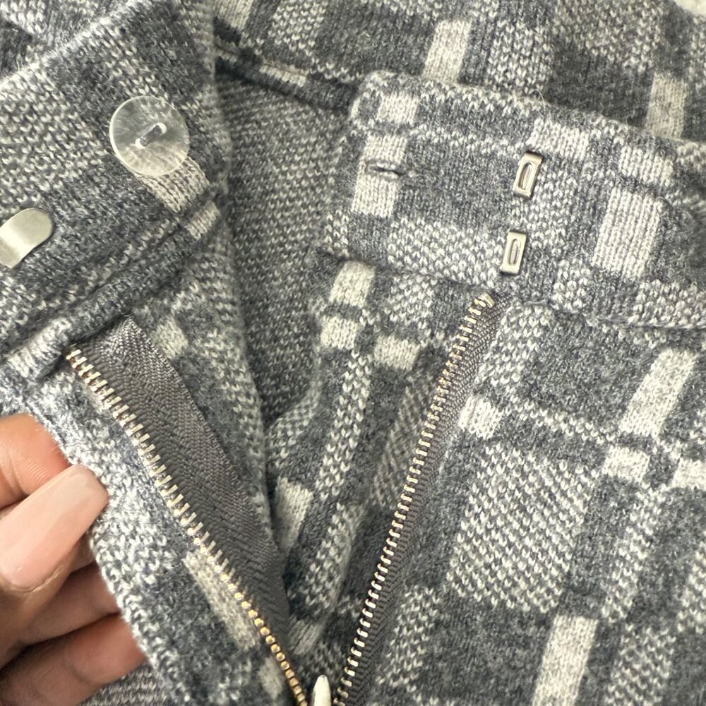 Naadam Women's Grey Plaid Wool-Cashmere Wide-Leg Pants,  S - Picture 11 of 11
